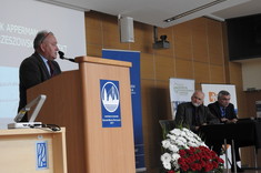 Prelegent konferencji w trakcie referatu