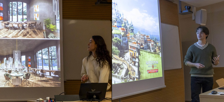 Studenci kierunku Architektura podczas prezentacji pracy