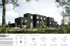 Praca dyplomowa mgr. inż. arch. Przemysława Dybasia przedstawiająca wizualizację budynku.